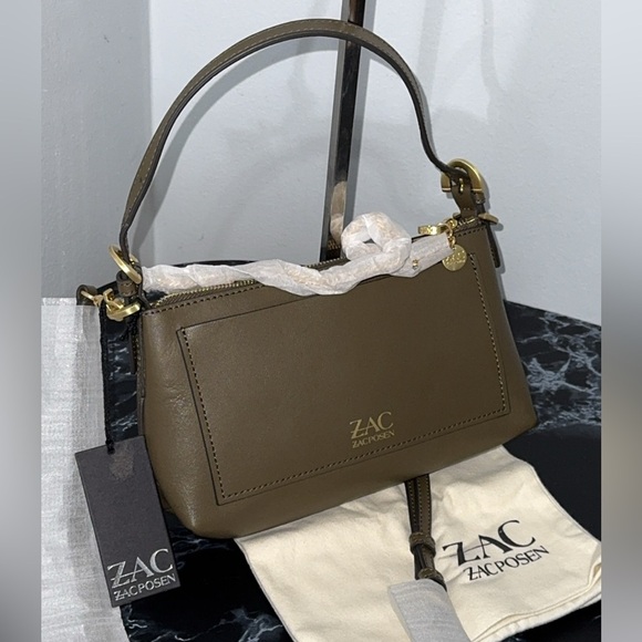 ZAC POSEN Posen Zip Top Convertible Crossbody 100% Leather Bag AUTHENTIC NEW - Picture 3 of 10